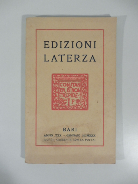 Catalogo della casa editrice Gius. Laterza & Figli, Bari, 1930